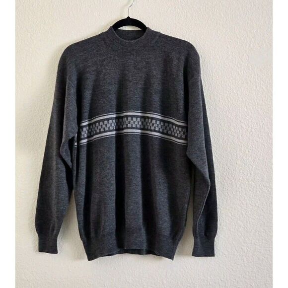 Vintage Fenghuang  Sweater Mens Size Medium Wool Gray Eclectic Grandpa - Picture 7 of 7